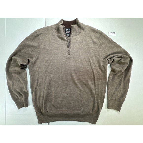 Jos A Bank sweater Men's size Large brown‎ pullover quarter-zip - Picture 1 of 6